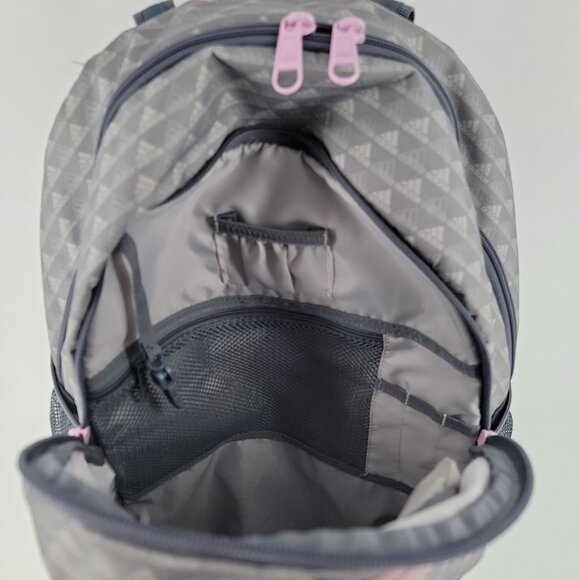 Adidas Youth Backpack Gray Pink School Laptop Travel Book Bag - Picture 4 of 13
